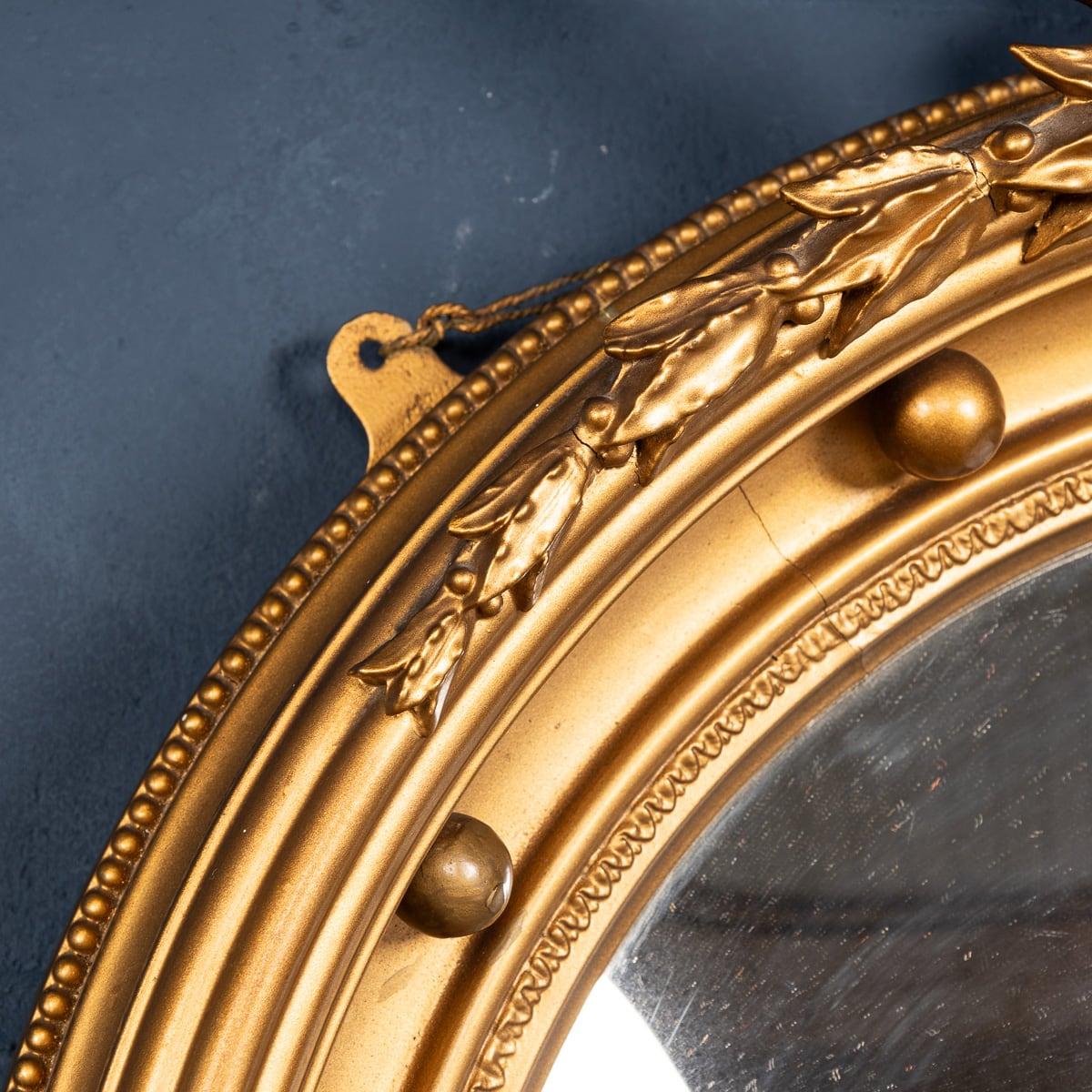 20th Century English Wood & Plaster Framed Convex Mirror 4