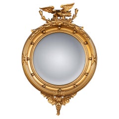 20th Century English Wood & Plaster Framed Convex Mirror