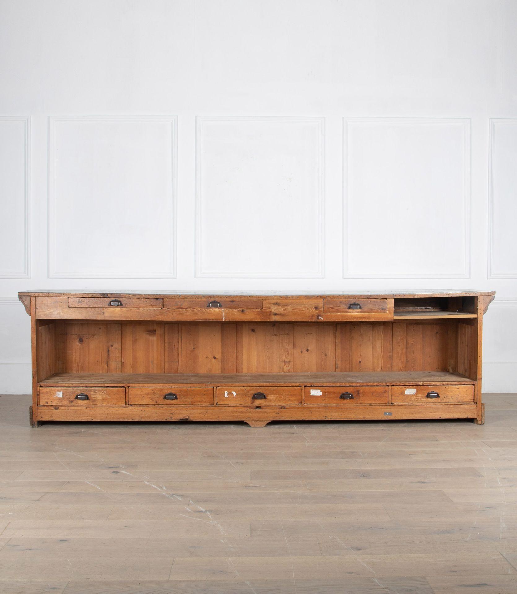 20th Century English Zinc Topped Shop Counter 10
