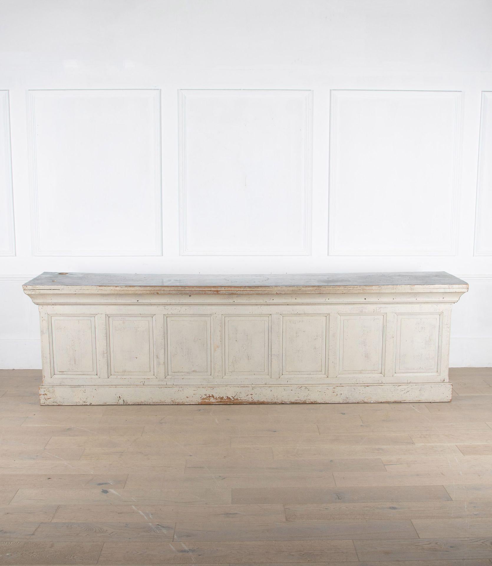 20th Century Zinc topped shop counter.
Circa 1930.