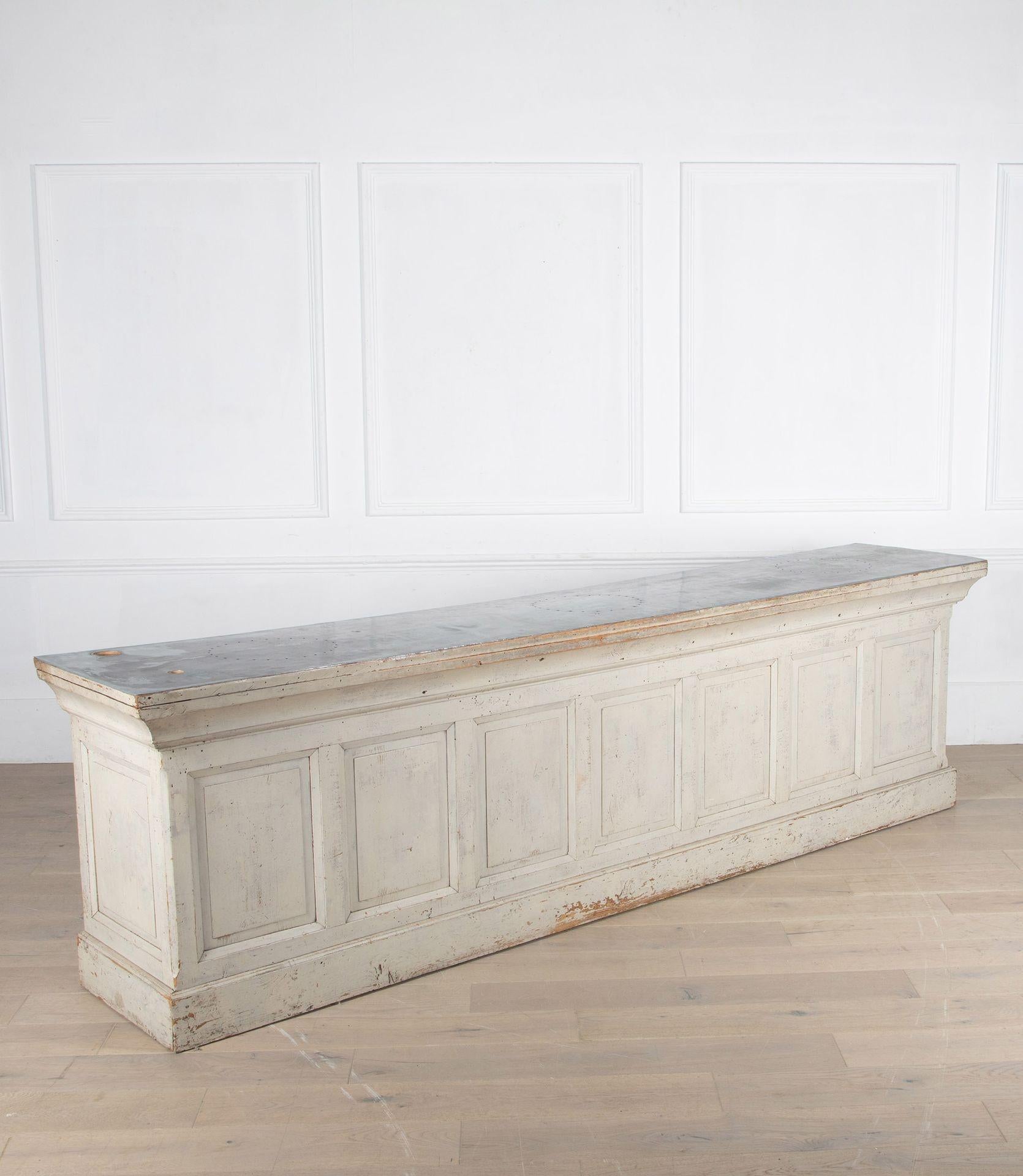 20th Century English Zinc Topped Shop Counter 2