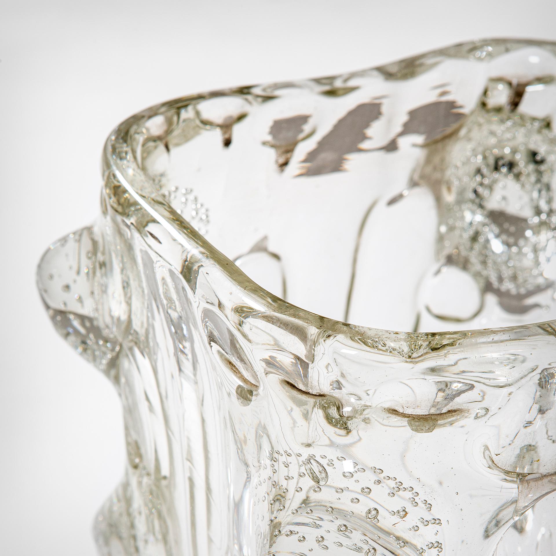 Italian 20th Century Ercole Barovier Big Vase in Murano Glass Mugnoni end of '30s