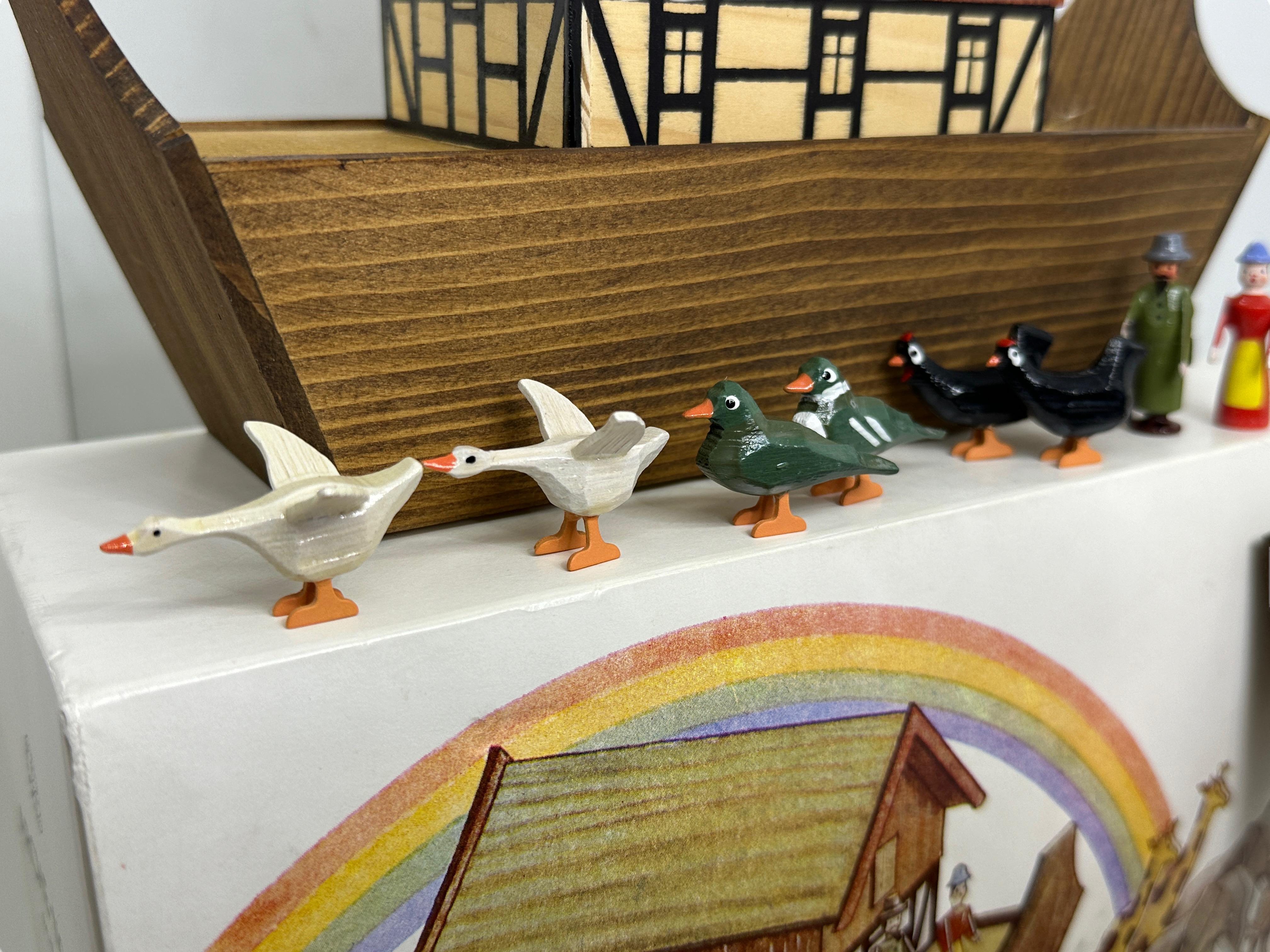  20. Jahrhundert Erzgebirge Deutsch Noah's Arche Putz Spielzeug Set, Vintage Folk Art  im Angebot 2