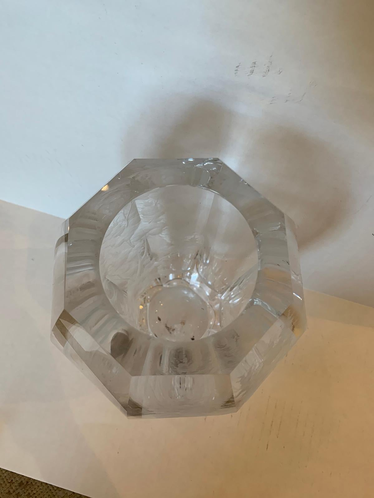 20th Century Etched Crystal Vase with Horse by Moser, Signed In Good Condition For Sale In Atlanta, GA
