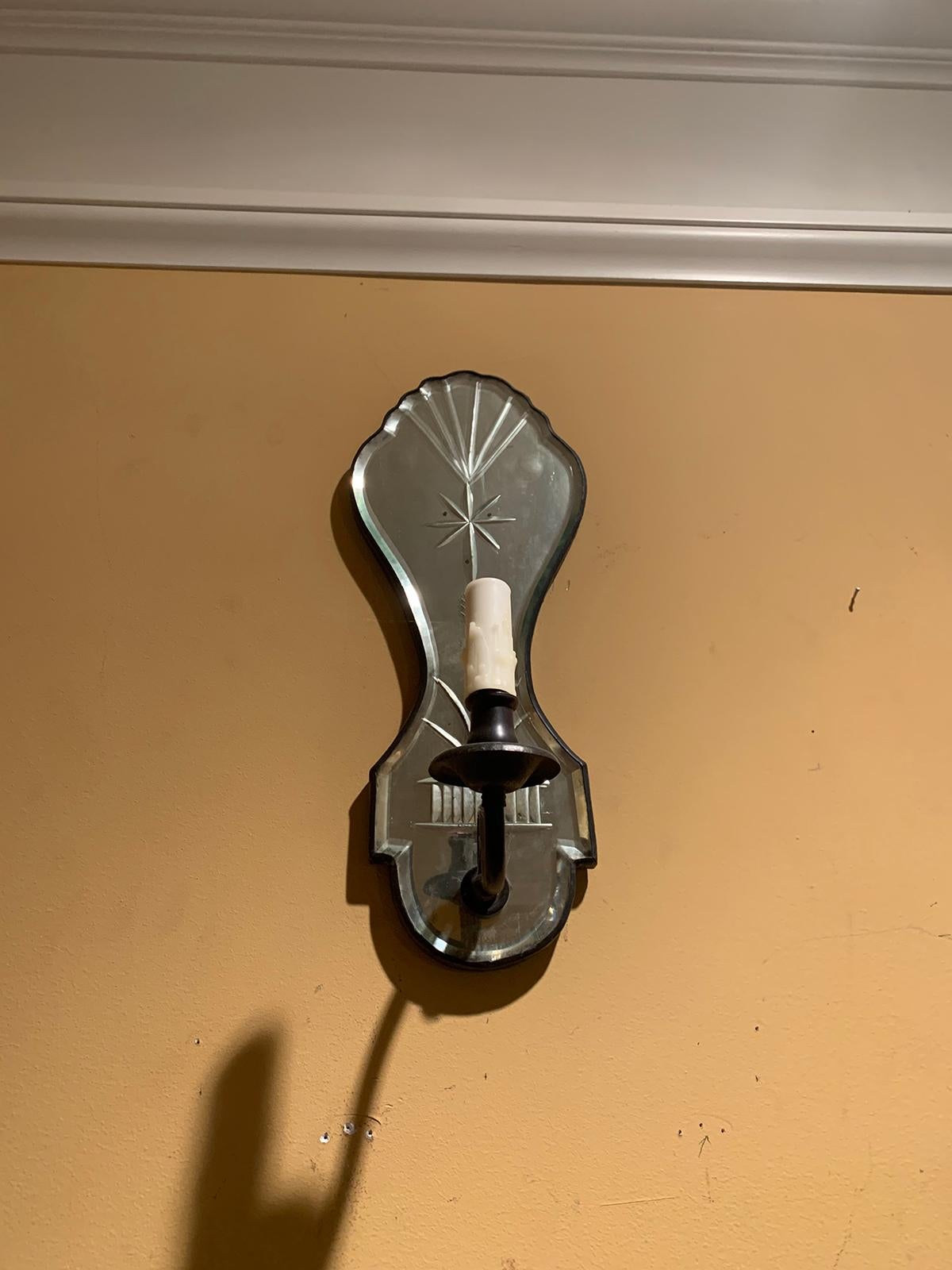 20th Century Etched Mirror Sconce For Sale 3