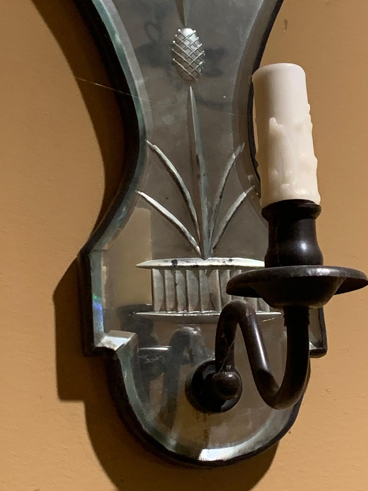 20th Century Etched Mirror Sconce For Sale 6