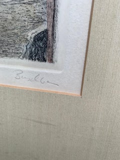 20th Century Etching of Town through Archway in Gilt Frame, Signed Buschbaum