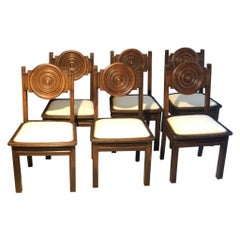 20th Century, Etienne Kohlmann Art Deco Chairs in Oak 1930s, Set of 6, 1940
