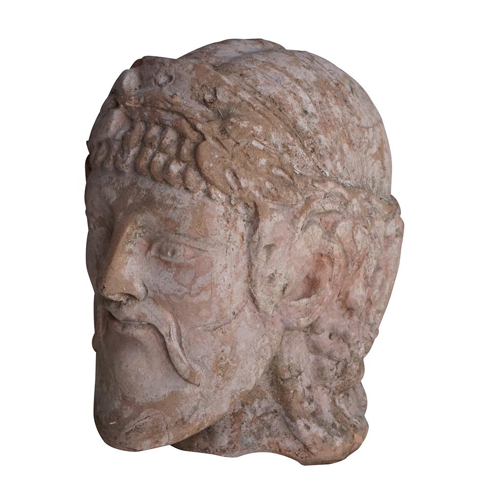 Art Deco 20th Century Etruscan Bacchus Head, Italian Terra Cotta Décor For Sale
