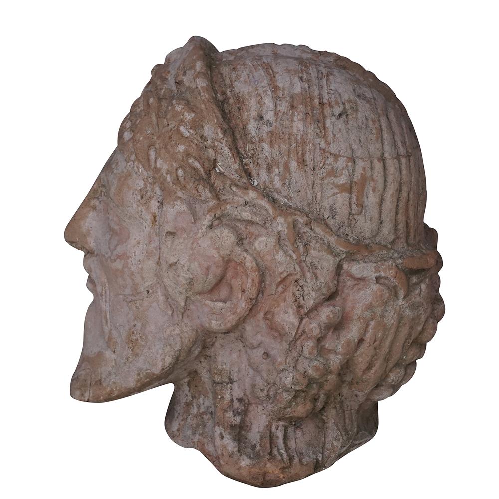 Hand-Crafted 20th Century Etruscan Bacchus Head, Italian Terra Cotta Décor For Sale