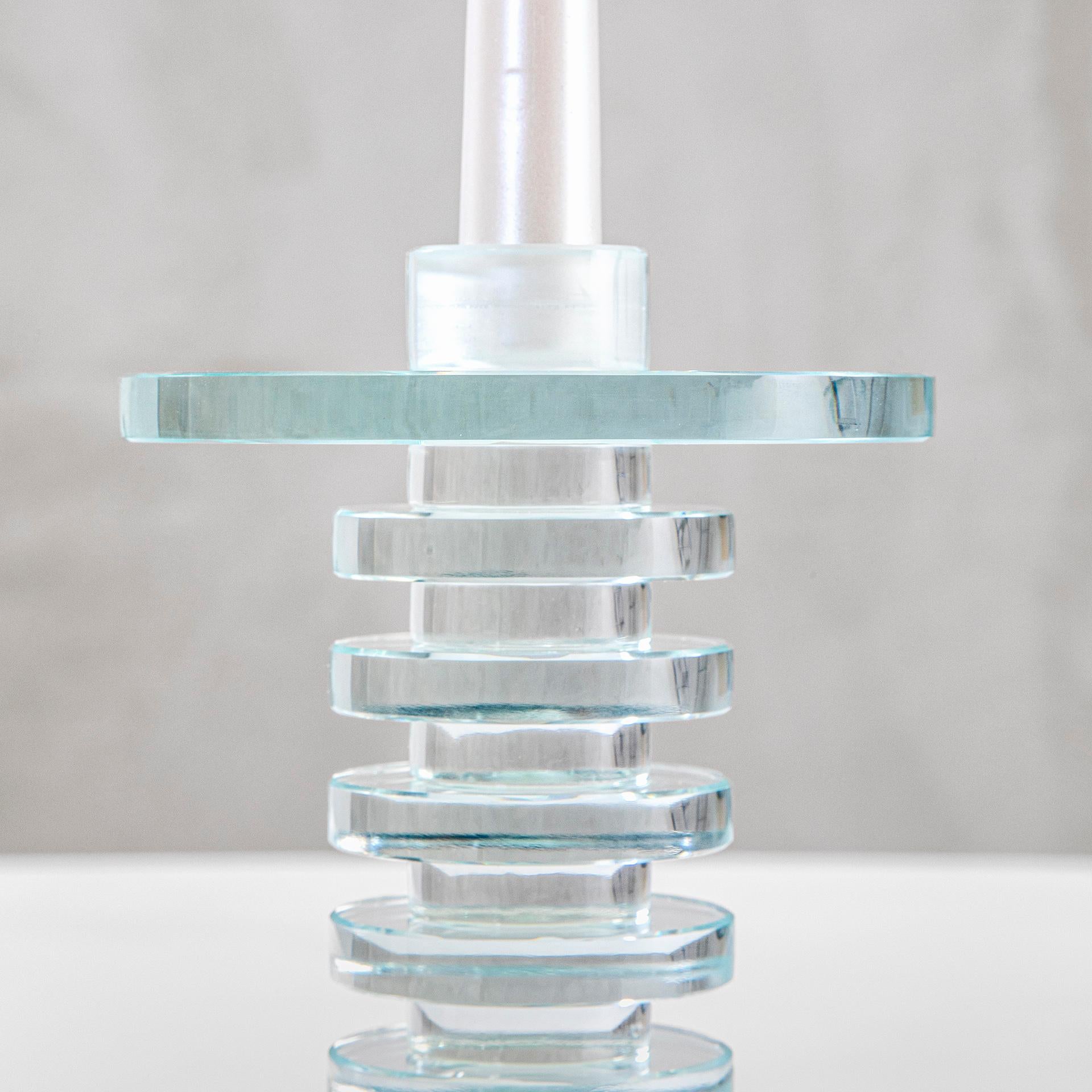 Modern 20th Century Ettore Sottsass Candle Holder Luce Di Cena in Crystal for RSVP For Sale