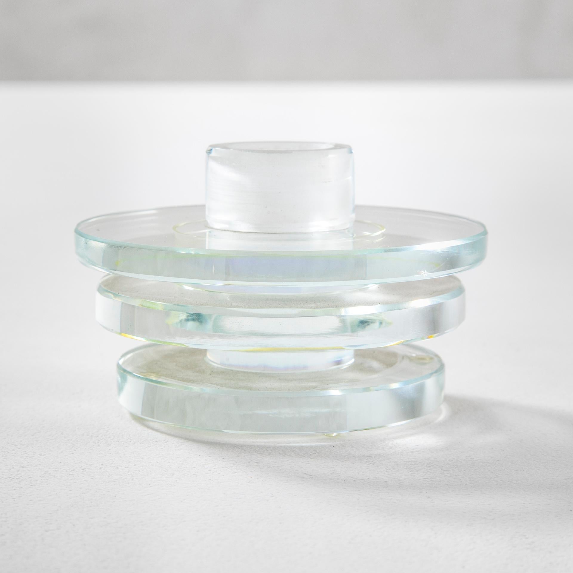 Italian 20th Century Ettore Sottsass Candle Holder Luce di Sera in Crystal for RSVP For Sale
