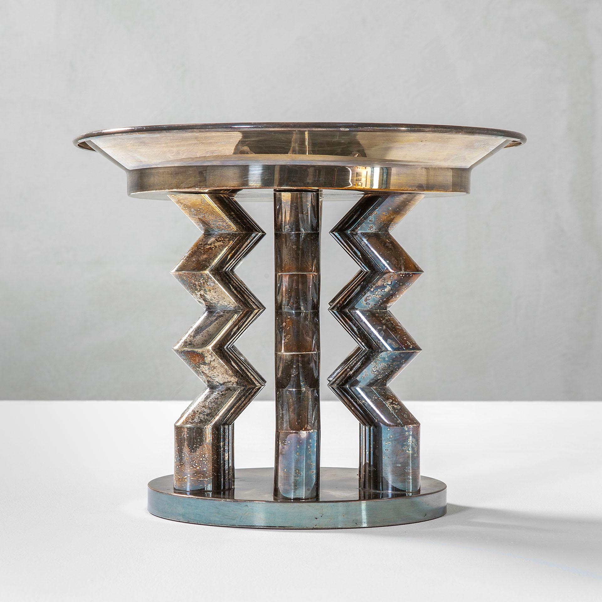 Silver 20th Century Ettore Sottsass Centerpiece mod Murmansk for Memphis, 1980s For Sale