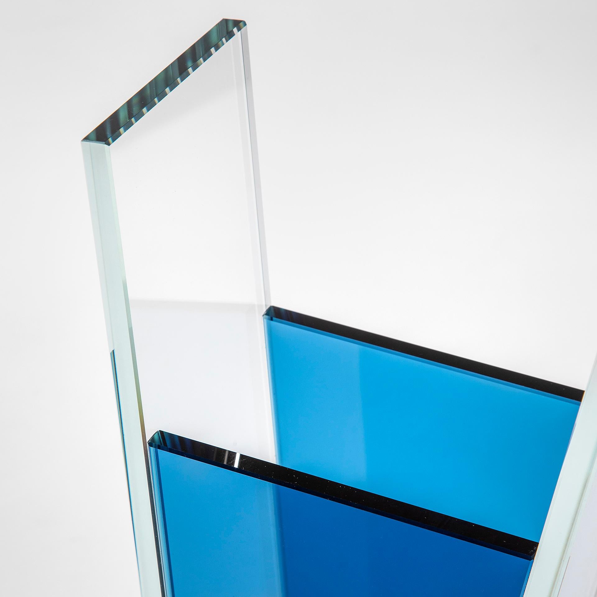 Modern 20th Century Ettore Sottsass RSVP Centerpiece Mod. Azzurro in Colored Glass For Sale