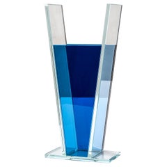 Centrotavola RSVP Ettore Sottsass del XX secolo Mod. Azzurro in vetro colorato