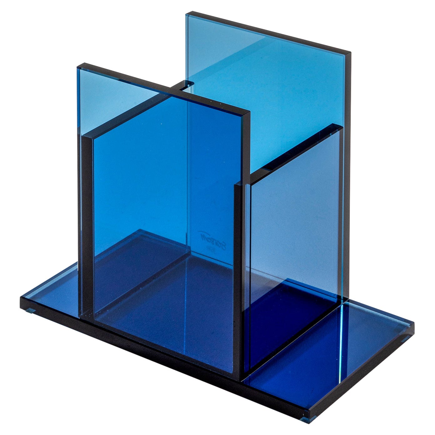 Ettore Sottsass RSVP Tafelaufsatz Mod. aus dem 20. Jahrhundert Indigo in farbigem Glas