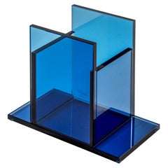 20ème siècle Centre de table RSVP d'Ettore Sottsass Mod. Indigo en verre coloré