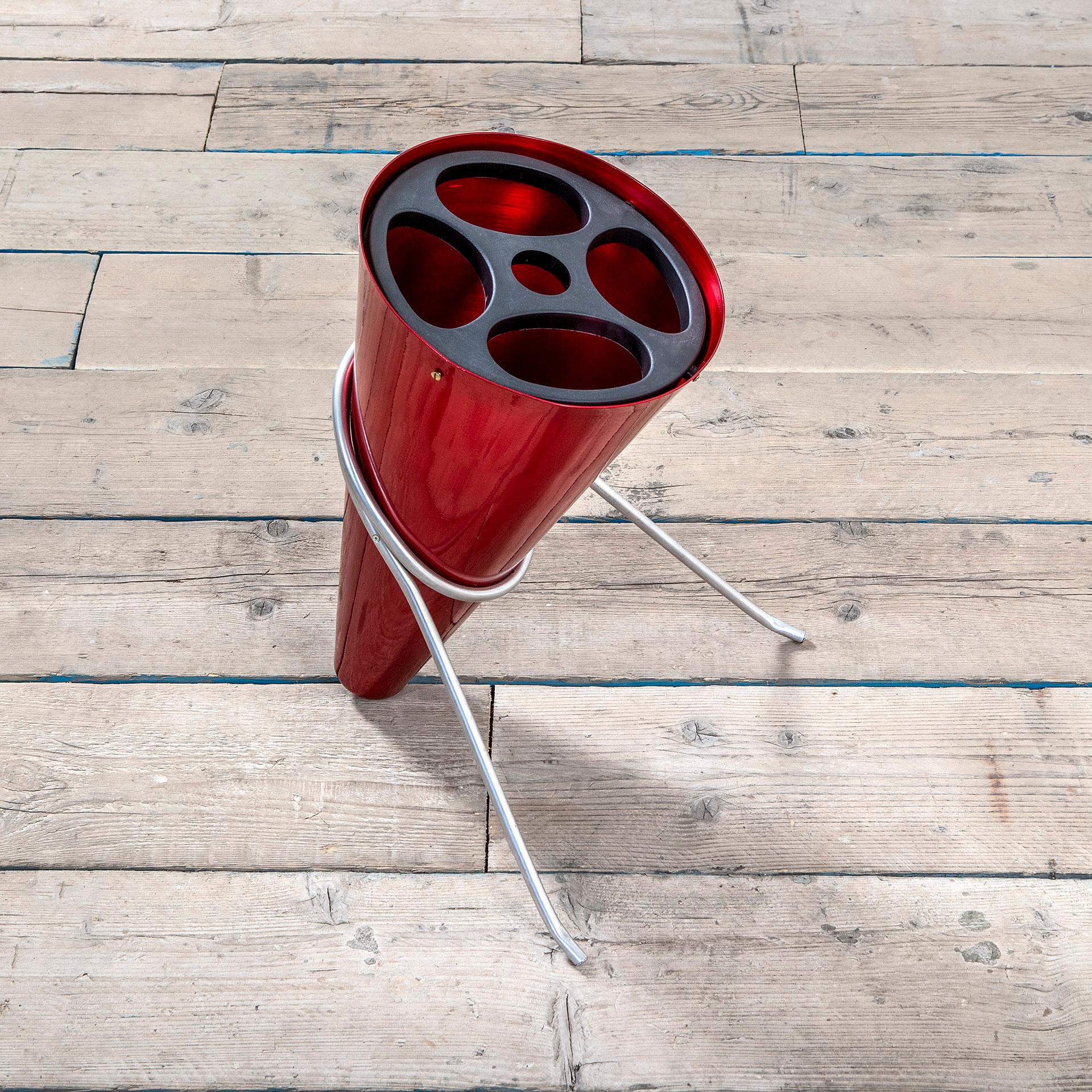 Mid-Century Modern 20th Century Ettore Sottsass Umbrella Standing in Red Aluminium for Rinnovel '70