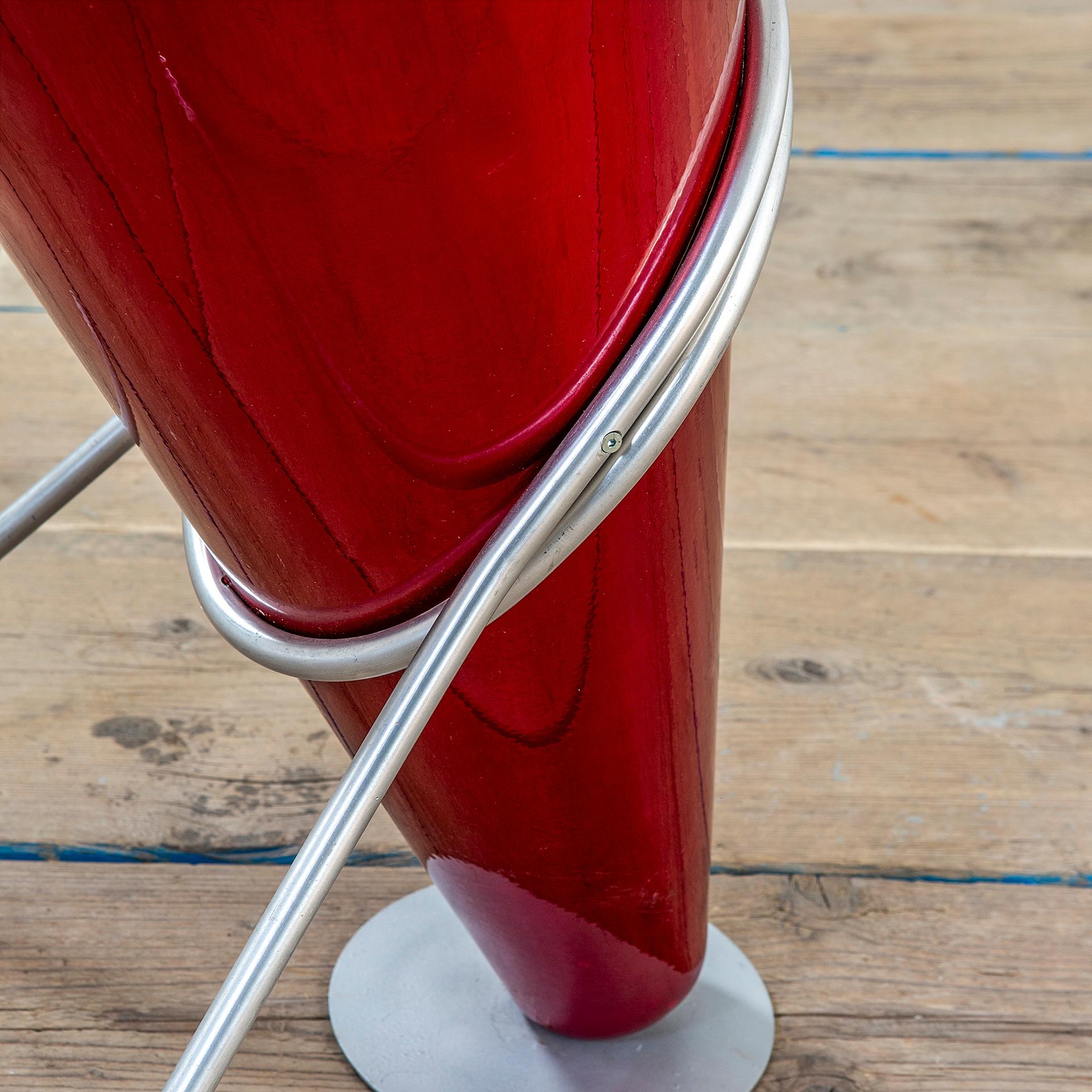 Mid-Century Modern 20th Century Ettore Sottsass Umbrella Standing Red Aluminium for Rinnovel '70