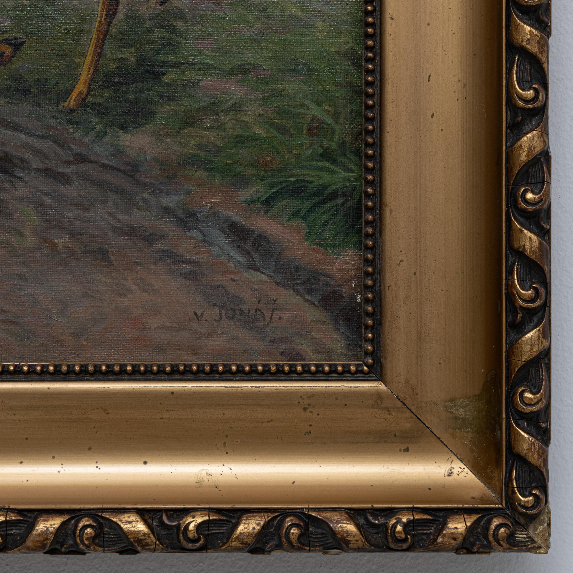 20th Century European Deer Painting With Wooden Frame For Sale 8