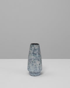 Mid-Century European Fat Lava Ceramic Vase with Slate Blue Glaze