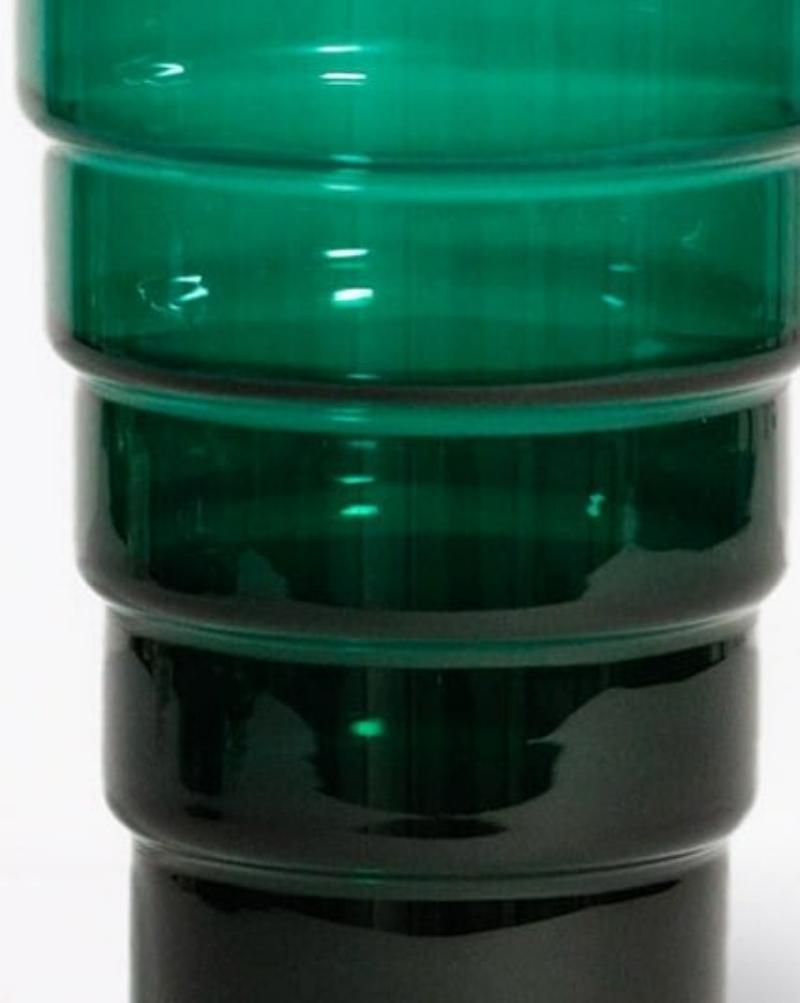 Ceramic 20th Century European, Forest green stepped vase For Sale