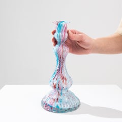 20th Century Hand-Blown Glass Vase in Turquoise and Pink