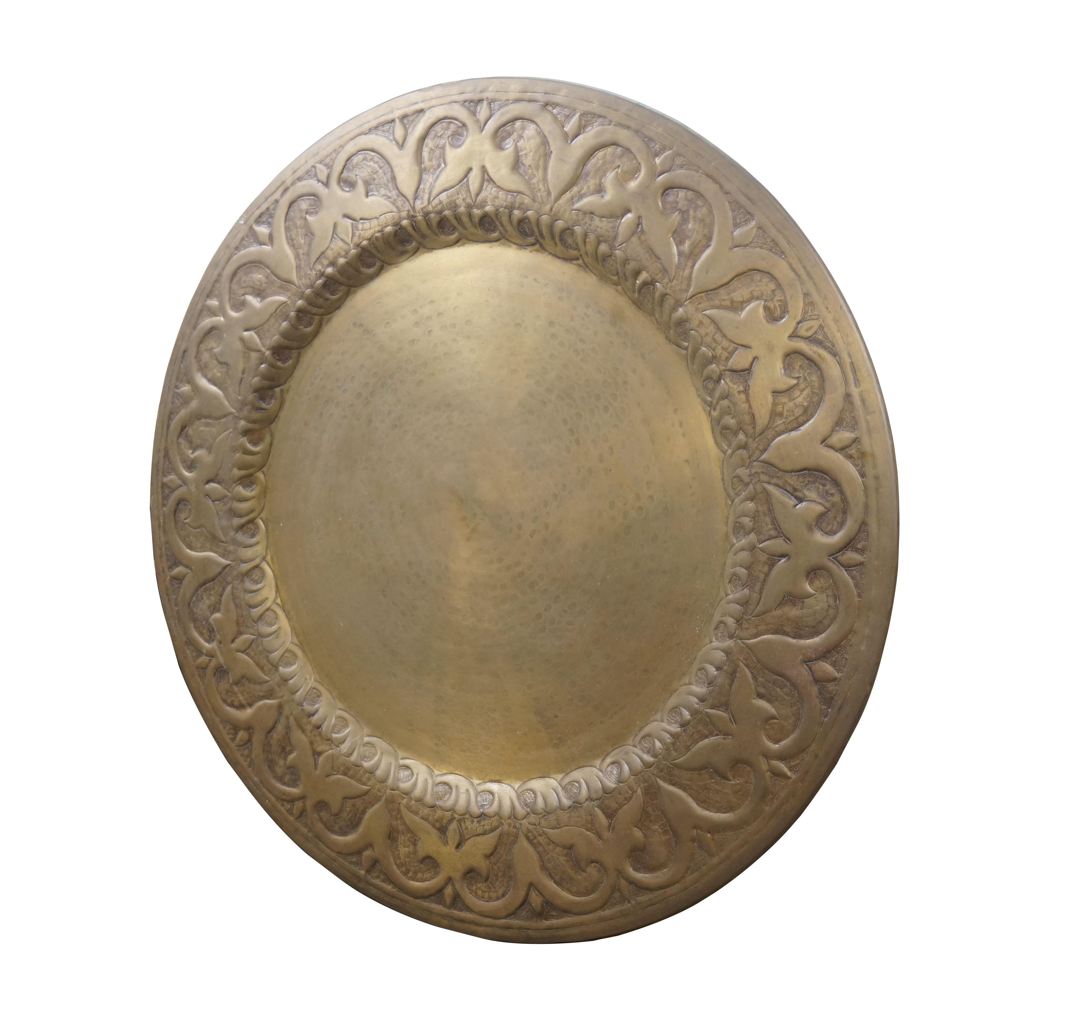 20. Jahrhundert europäischen gehämmert Messing Wand hängende Plaque Platte Tablett 30