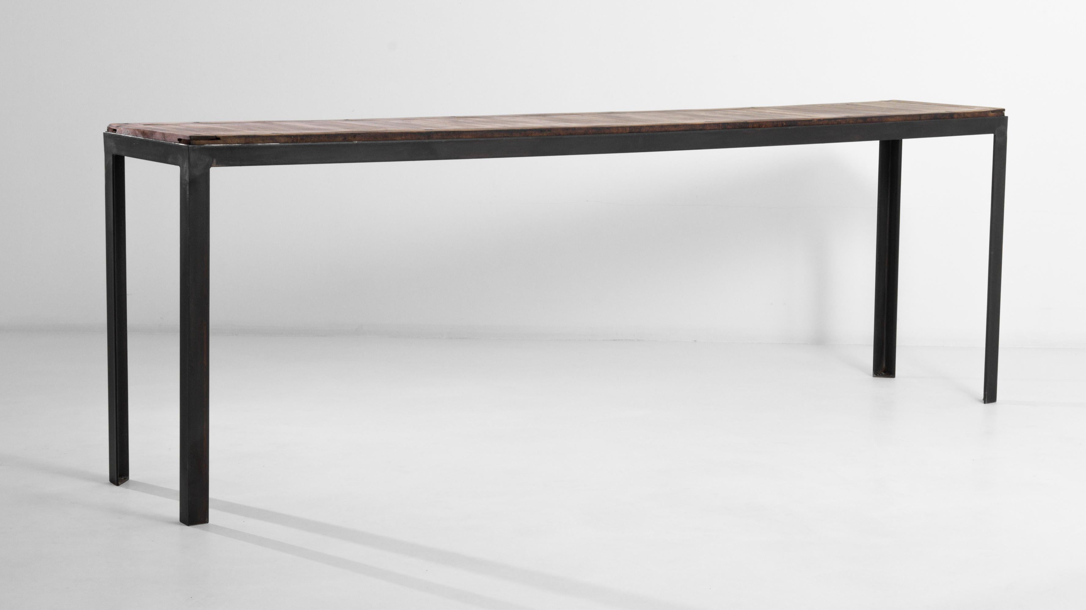 20th Century European Minimalist Table with Wooden Table Top 4