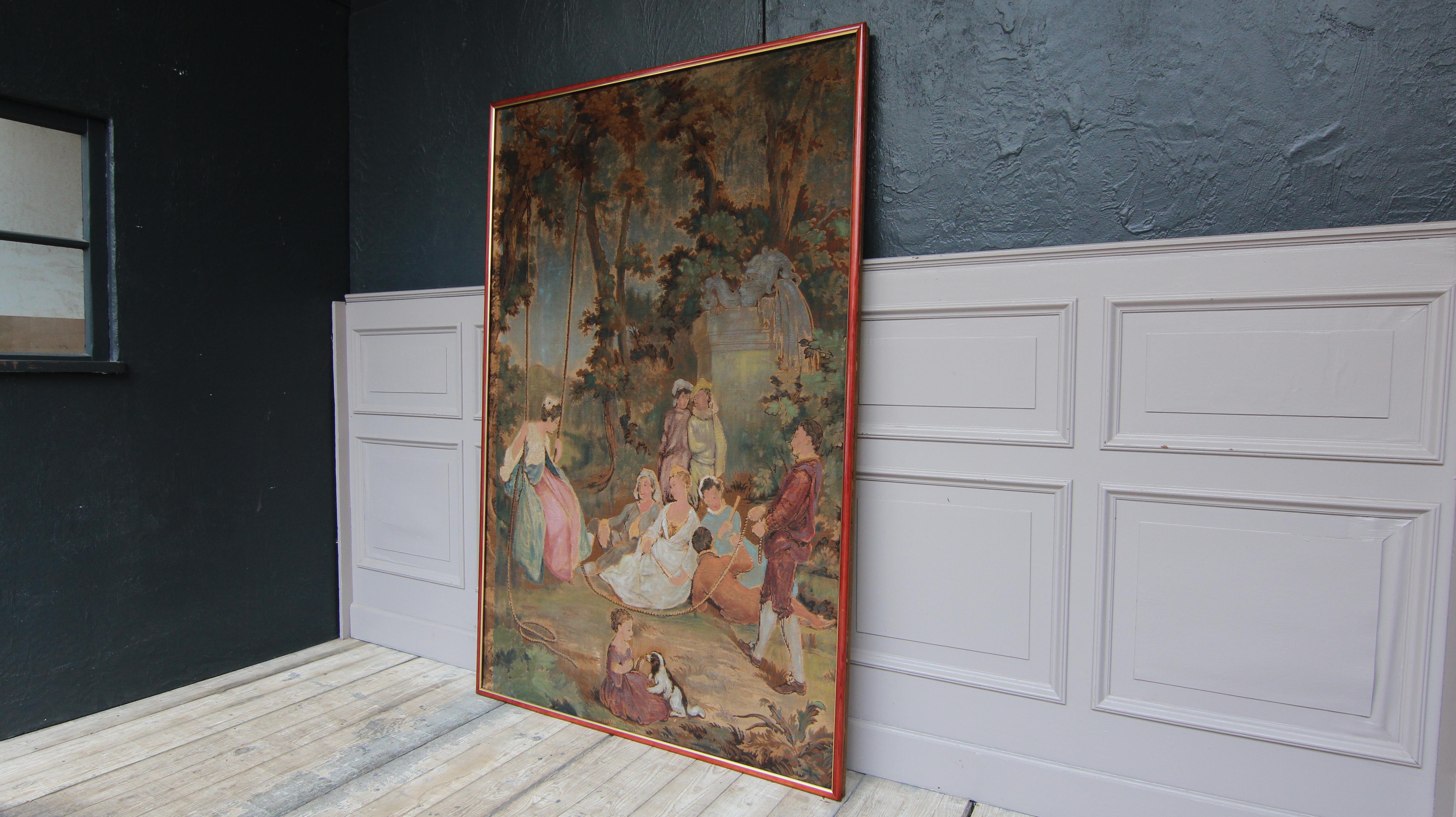 Baroque 20th Century European Romantic Framed Gobelin or Tapestry