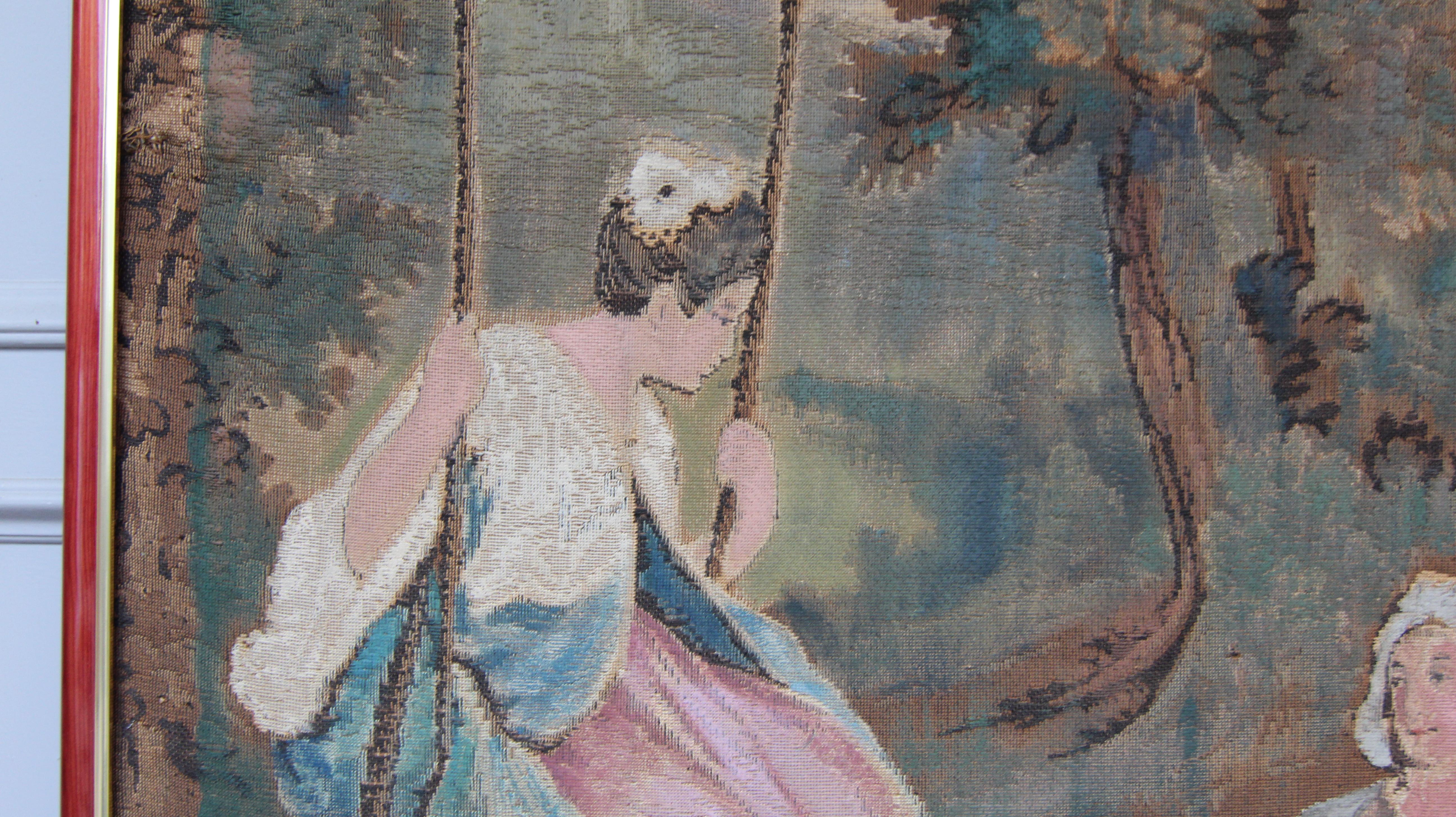 20th Century European Romantic Framed Gobelin or Tapestry 4