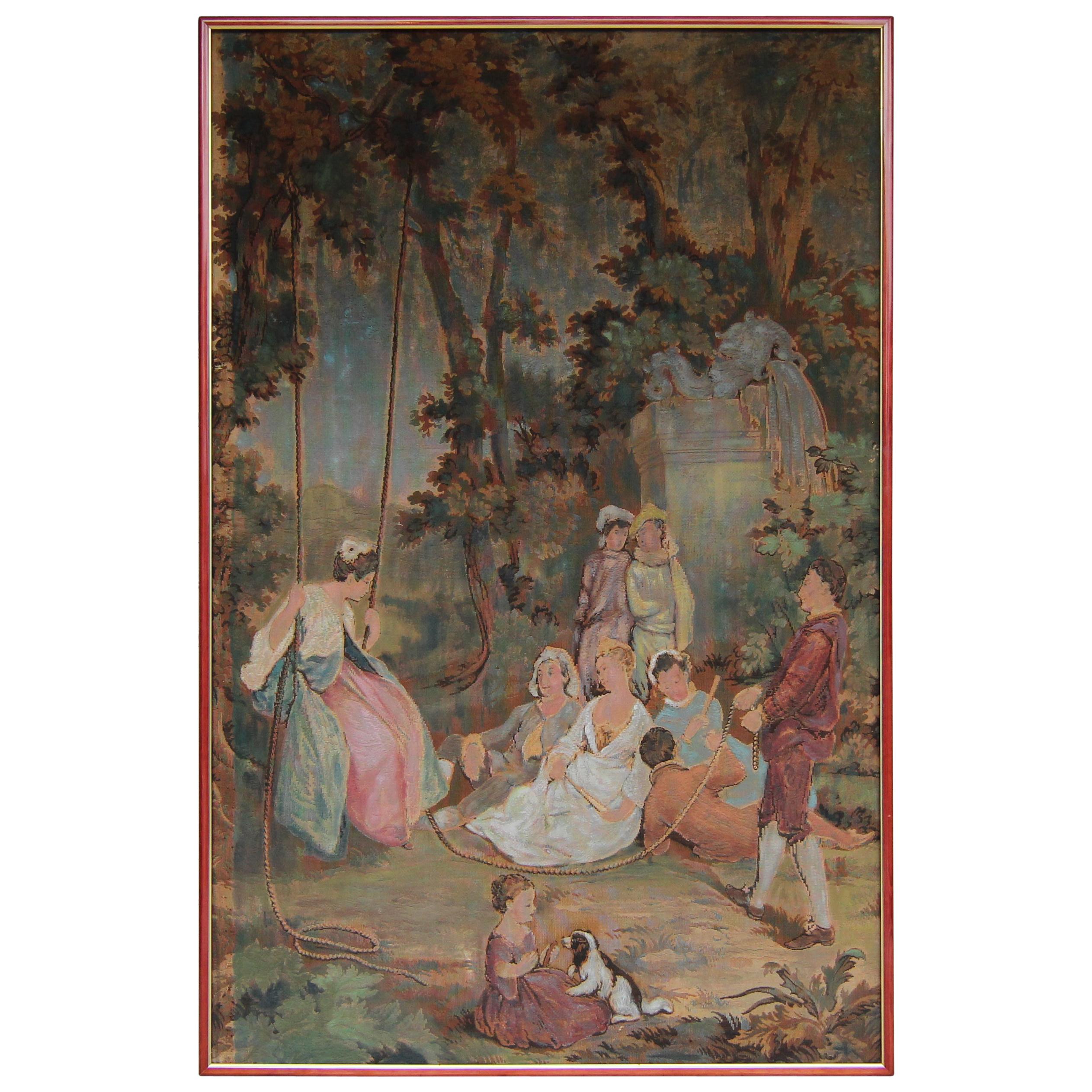 20th Century European Romantic Framed Gobelin or Tapestry