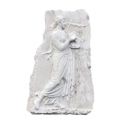 20th Century European Statuario Marble Relief of Euterpe - Antique Wall Panel