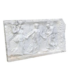 20th Century European Three Graces Statuario Marble Relief - Vintage Wall Panel