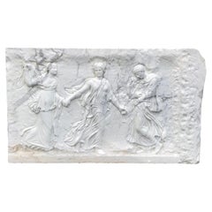 20th Century European Three Graces Statuario Marble Relief - Antique Wall Panel