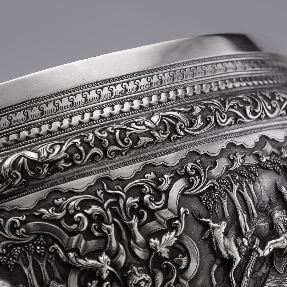 20th Century Exceptional Burmese Solid Silver Hand Crafted Bowl, c.1900 2