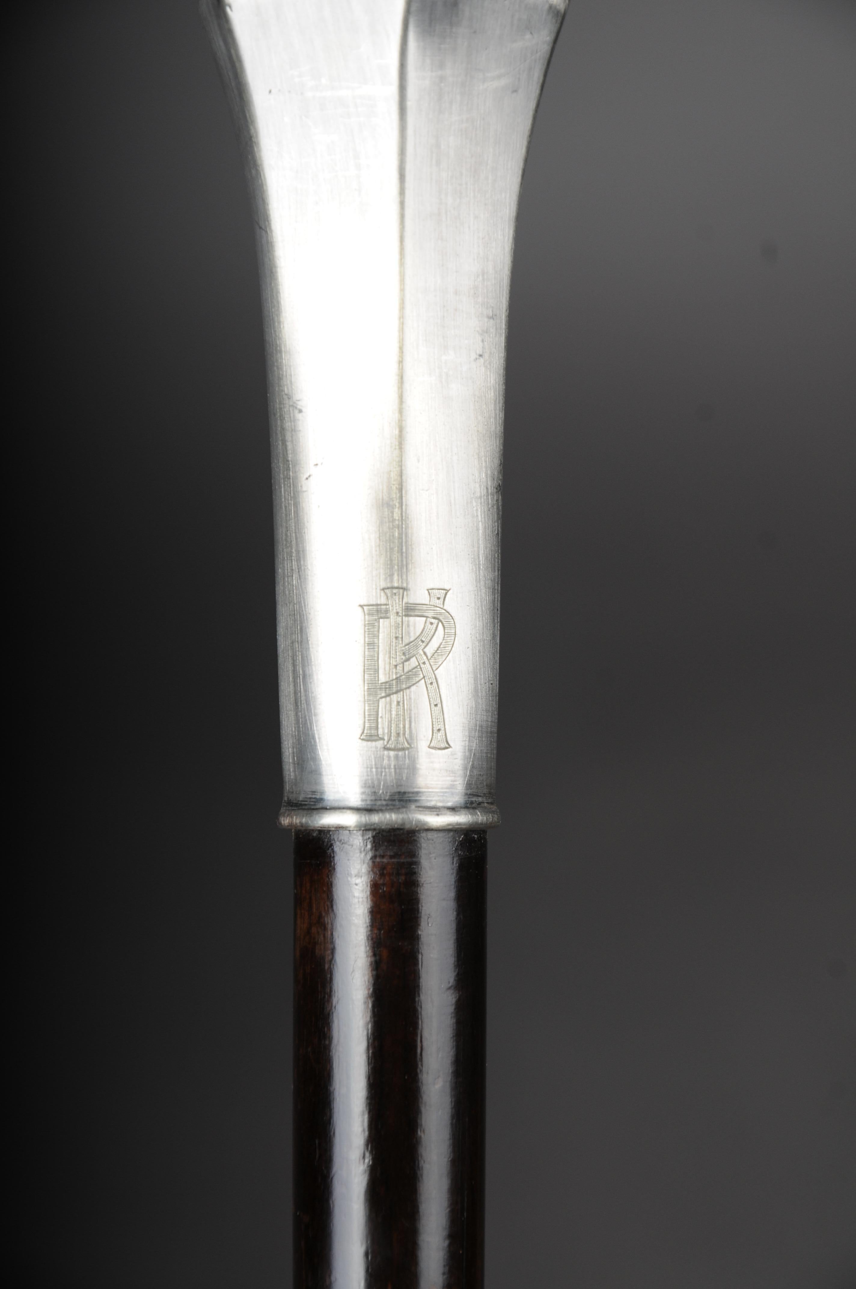 Silver 20th Century Exceptional Walking Stick with Tapered Handle For Sale