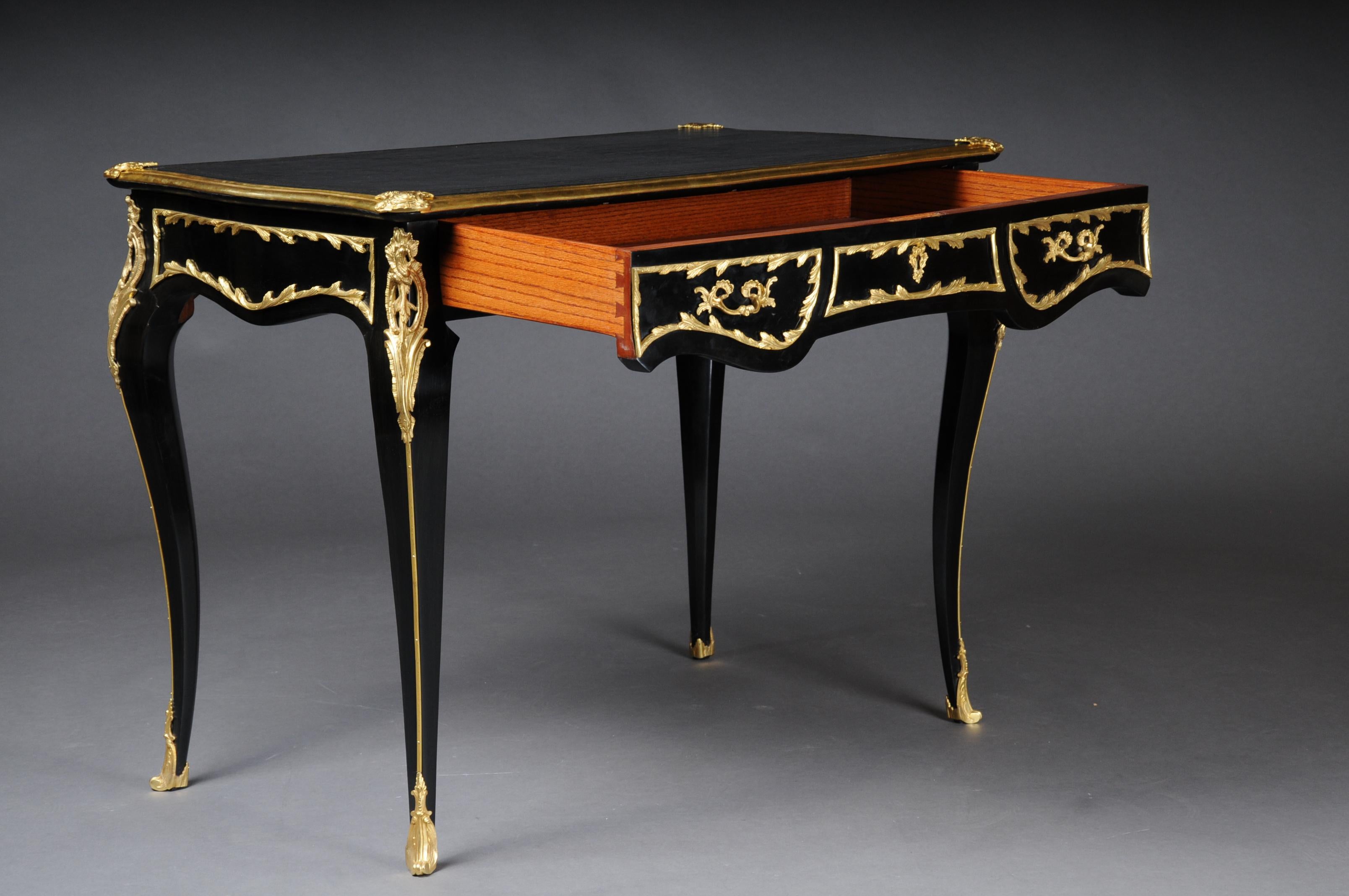 Ebonized 20th Century Exclusive Bureau Plat/ writing Desk in Louis XV