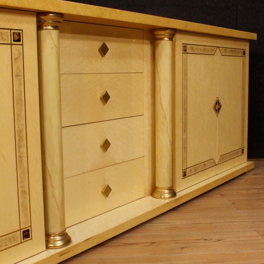 20th Century Exotic Wood and Brass Decorations Italian Modern Sideboard, 1970 For Sale 3