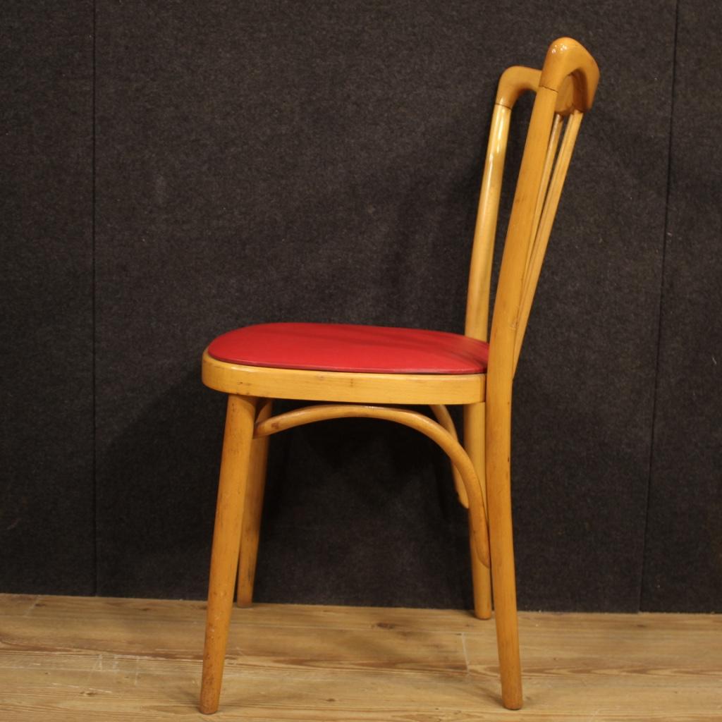 20. Jahrhundert Exotenholz und rotes Kunstleder 6 italienische Design-Stühle:: 1960 im Angebot 5