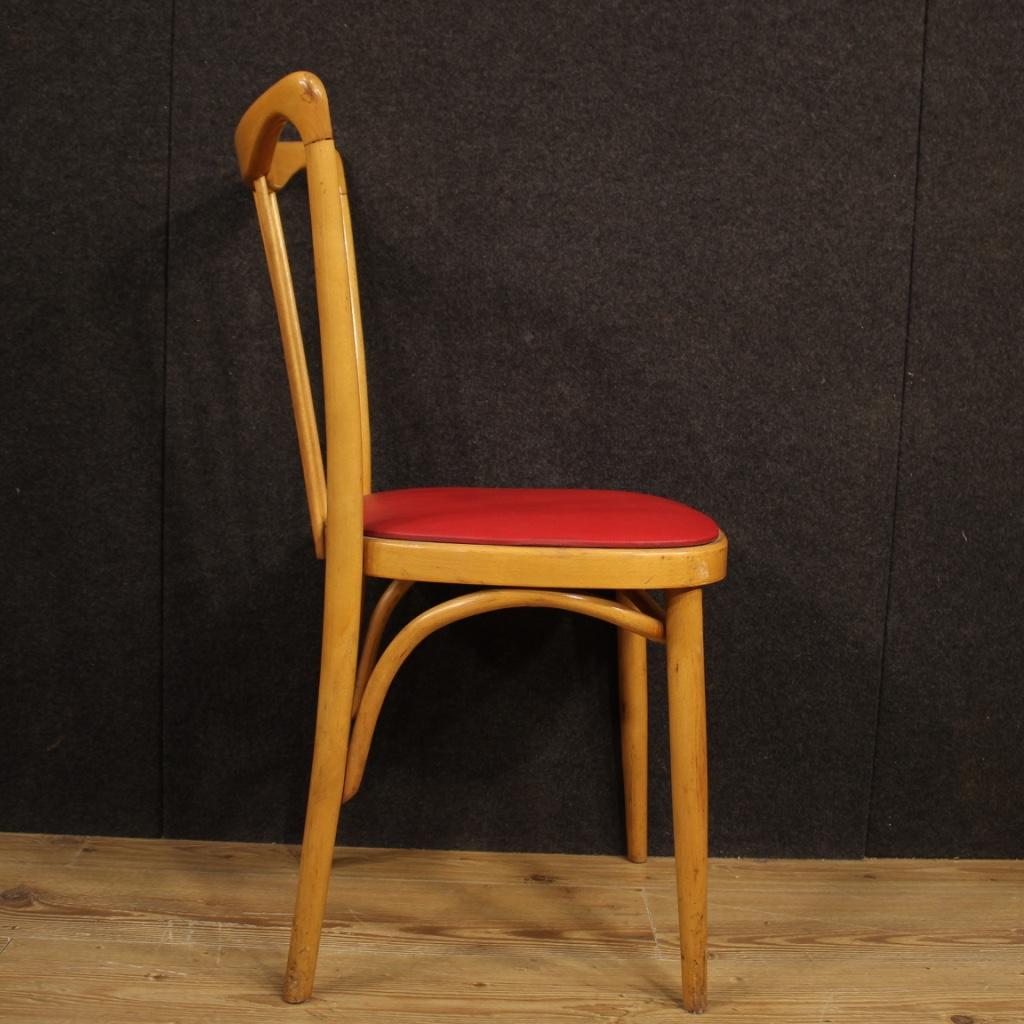 20. Jahrhundert Exotenholz und rotes Kunstleder 6 italienische Design-Stühle:: 1960 im Angebot 3