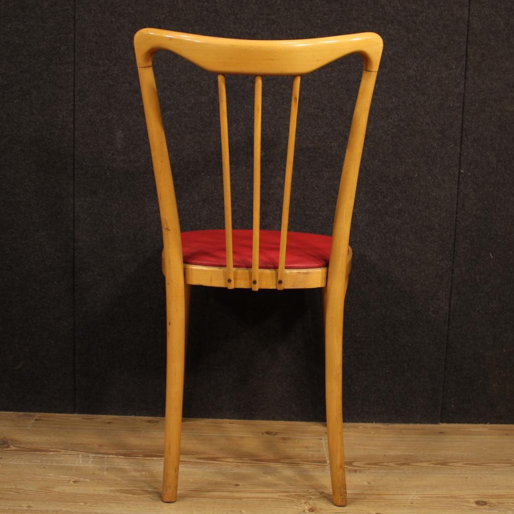 20. Jahrhundert Exotenholz und rotes Kunstleder 6 italienische Design-Stühle:: 1960 im Angebot 4