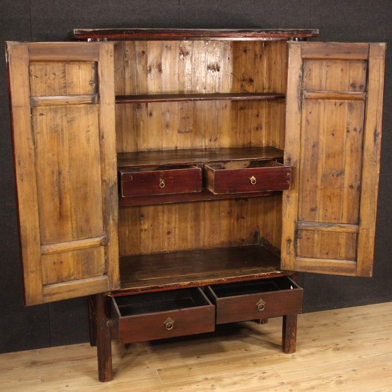 20th Century Exotic Wood Chinese Wardrobe Armoire, 1950 For Sale at