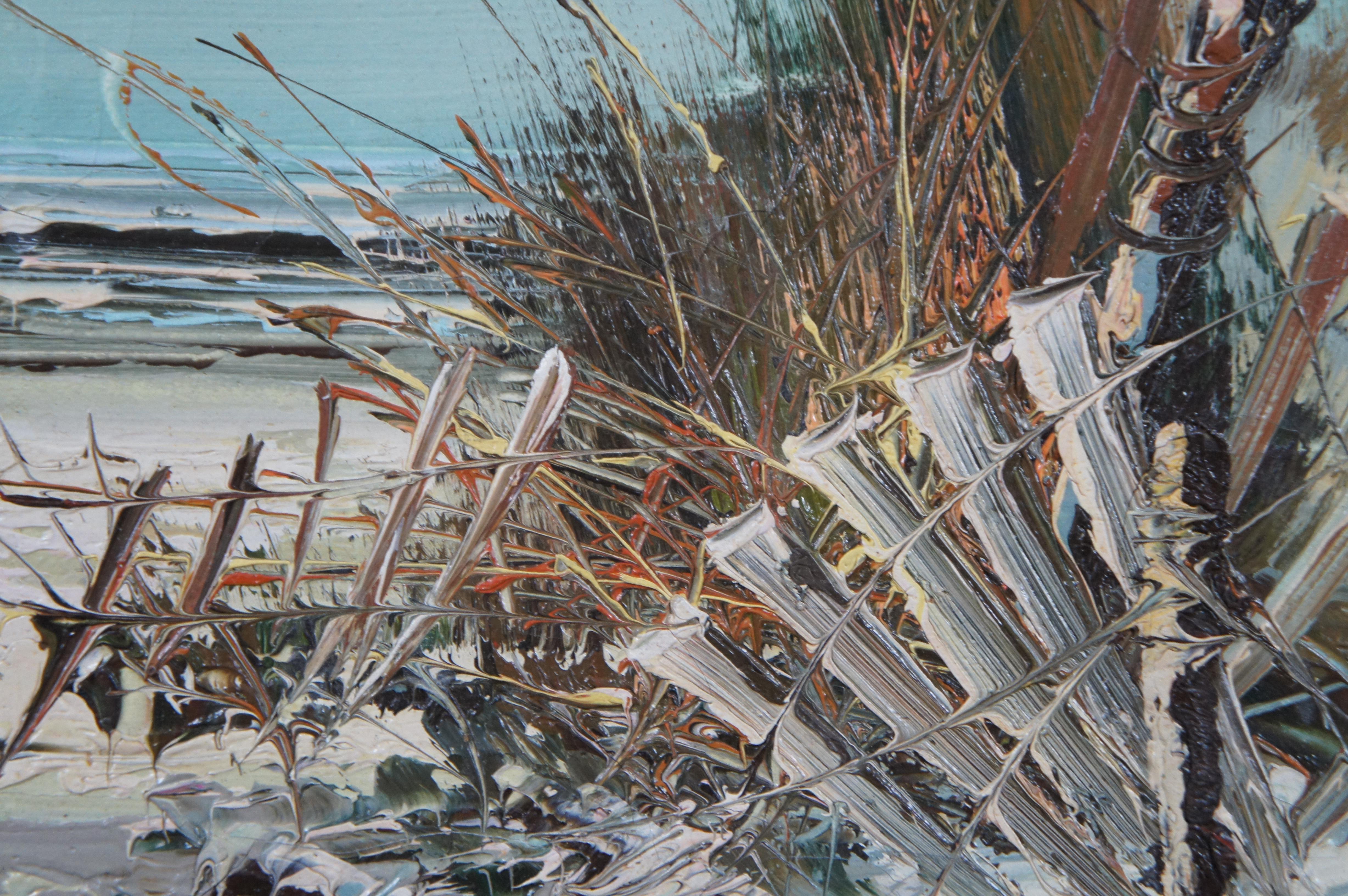 Huile sur toile expressionniste du 20e siècle, paysage côtier, mouettes de mer 18 pouces en vente 5