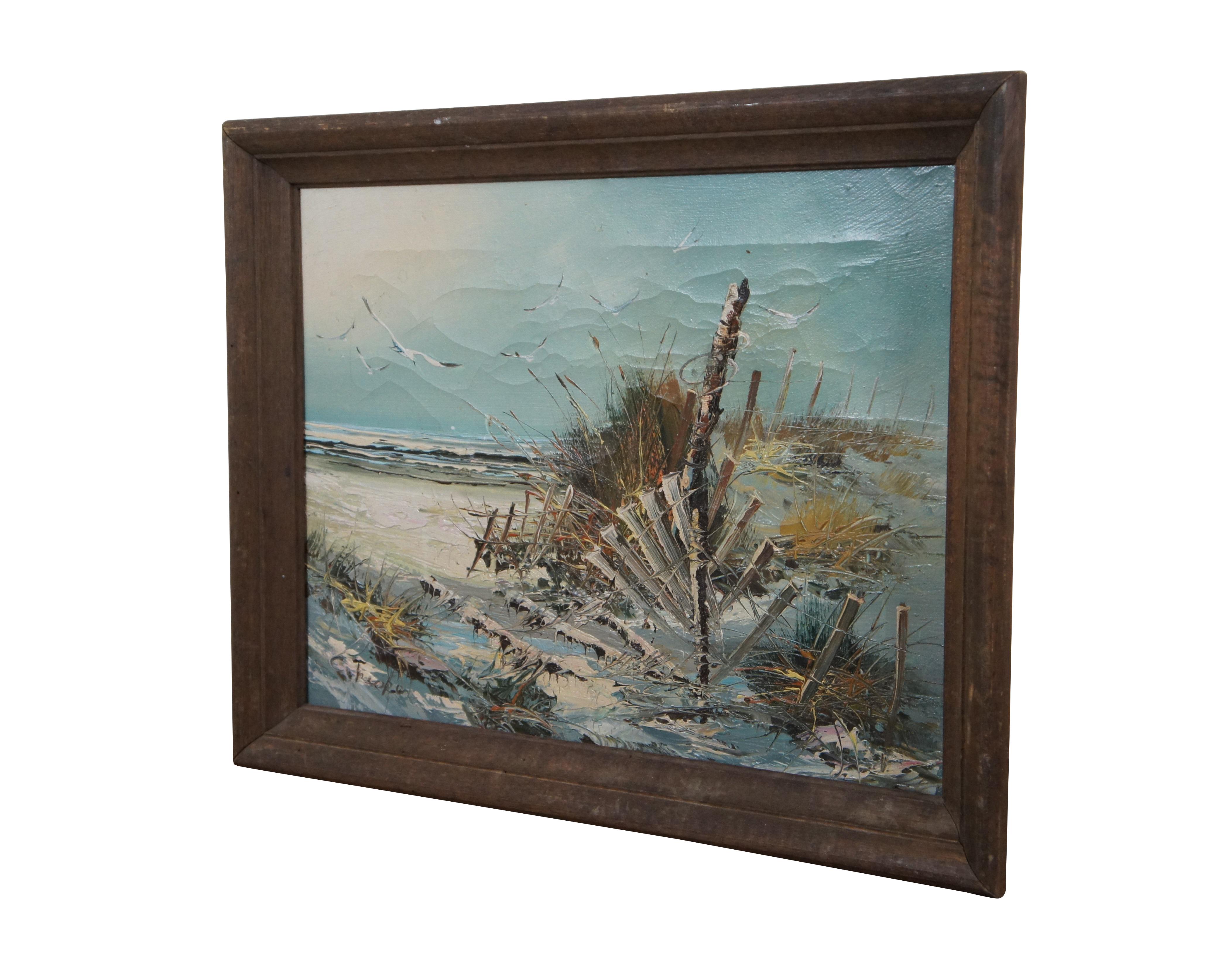 Expressionniste Huile sur toile expressionniste du 20e siècle, paysage côtier, mouettes de mer 18 pouces en vente