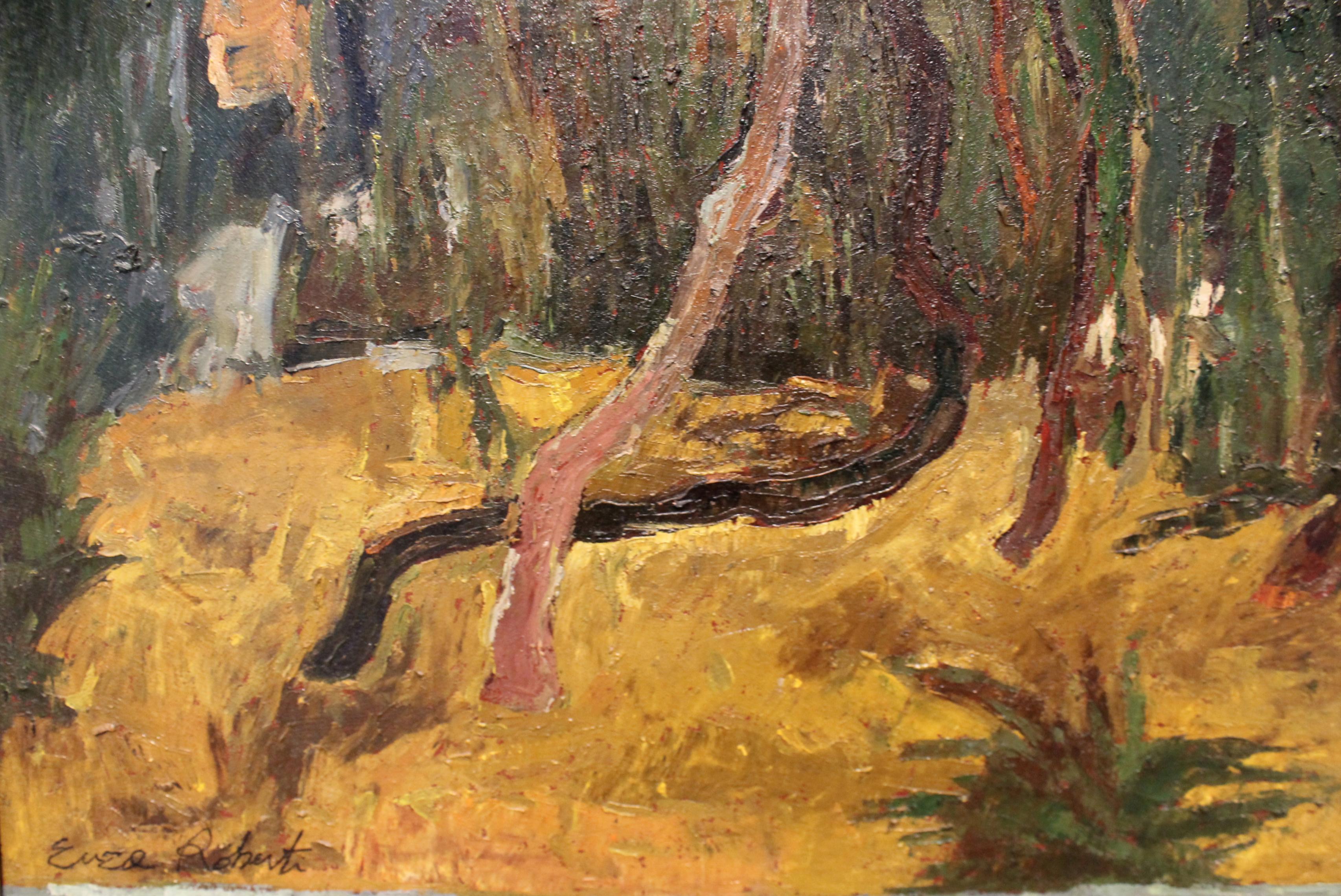 20th Century Expressionist Window Landscape by Italian Artist Enzo Roberti In Excellent Condition For Sale In Dallas, TX