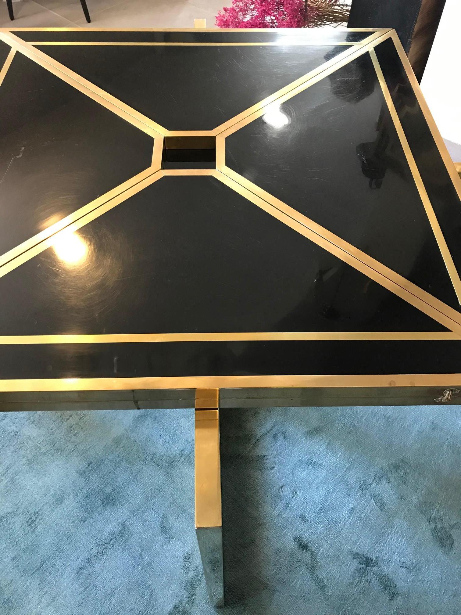 20th Century Extending Brass and Black Lacquer Romeo Rega Table, 1970s For Sale 5