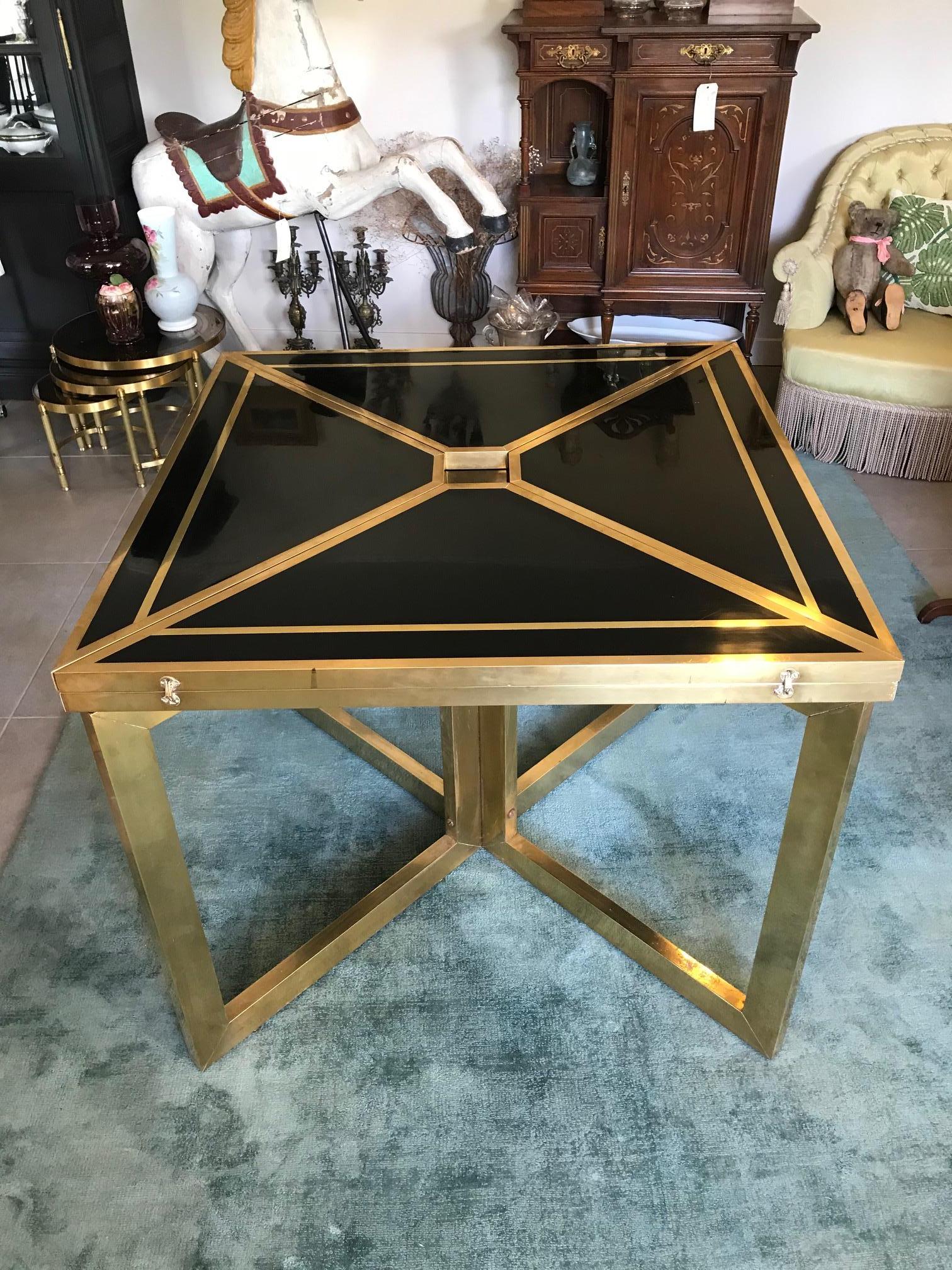 20th Century Extending Brass and Black Lacquer Romeo Rega Table, 1970s For Sale 8