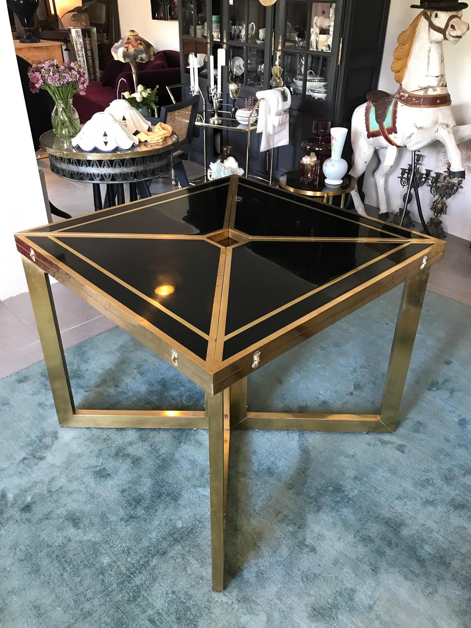 20th Century Extending Brass and Black Lacquer Romeo Rega Table, 1970s For Sale 9