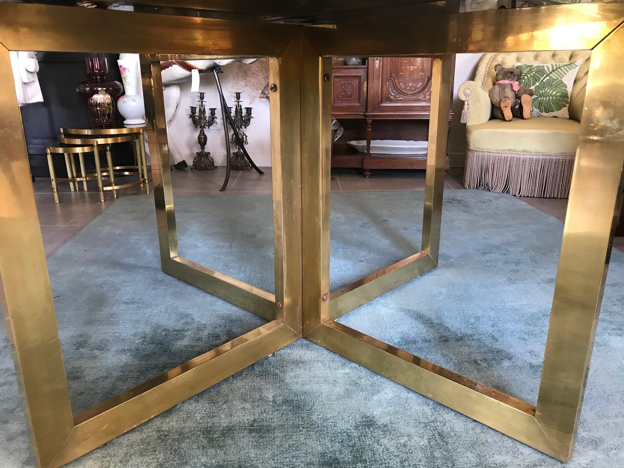 Laiton Table Romeo Rega à rallonge en laiton et laque noire du XXe siècle, années 1970 en vente